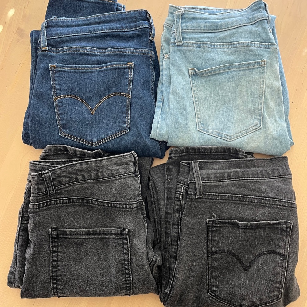 4 pairs of skinny jeans, Levis, Uniqlo, Wild Fable